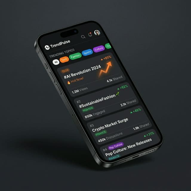 CreatorsQ Trend Radar displaying trending topics with engagement metrics and category tags